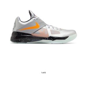 Nike KD IV Galaxy Metallic Silver and Bright Orange Shoes